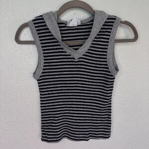 Vintage Hard Tail Forever Top Womens One Size Striped Hooded Y2K V Neck Tank